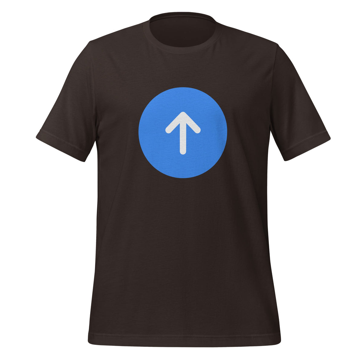 Product mockup photo of the ChatGPT Go Button T Shirt (unisex) Brown / M.