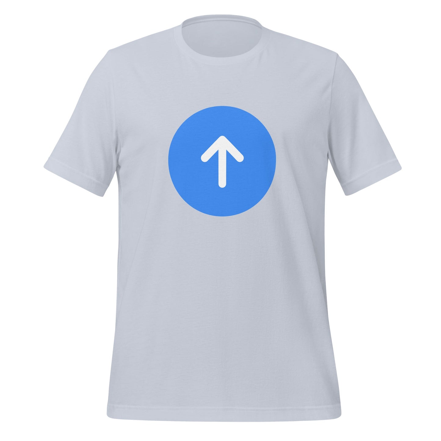 Product mockup photo of the ChatGPT Go Button T Shirt (unisex) Light Blue / M.