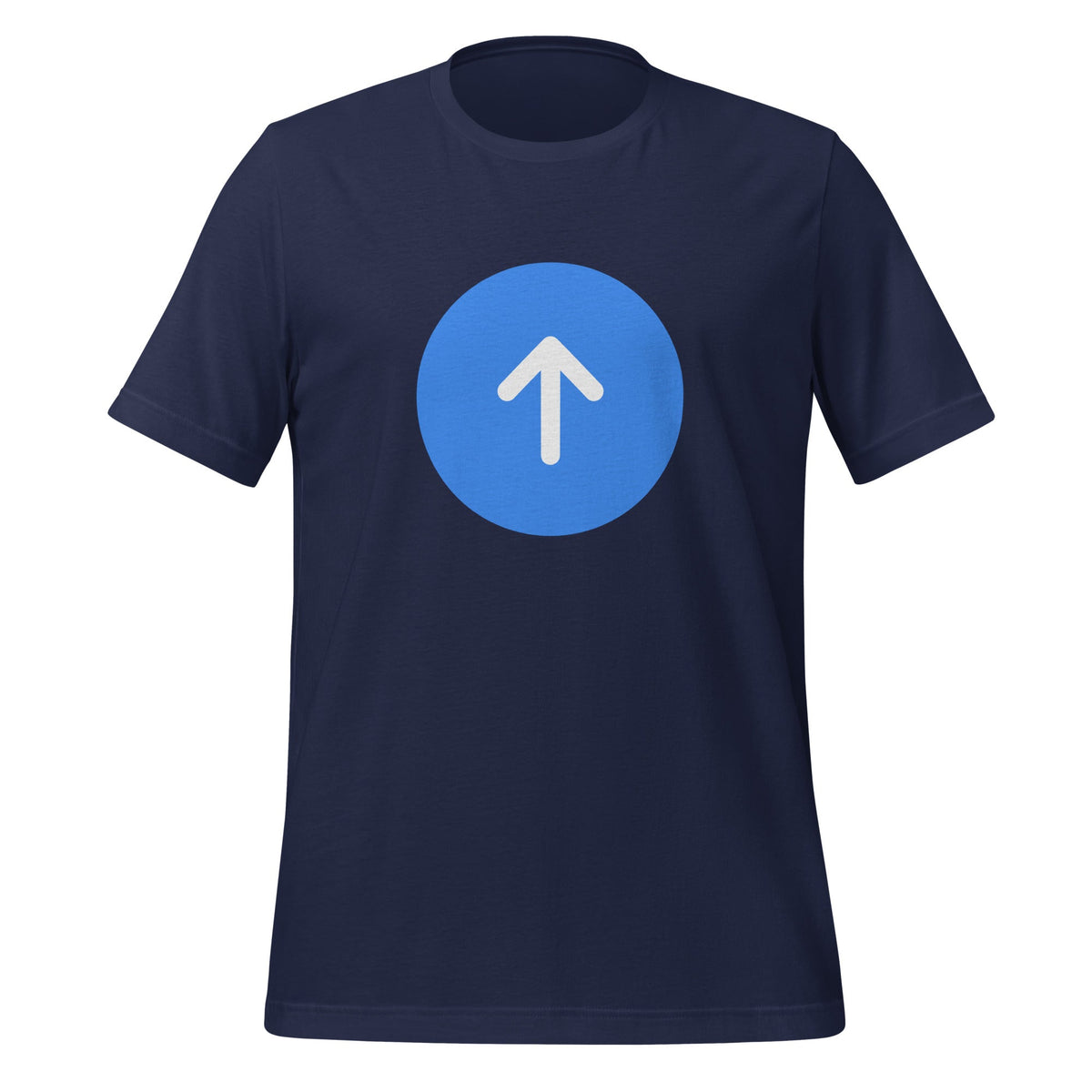 Product mockup photo of the ChatGPT Go Button T Shirt (unisex) Navy / M.