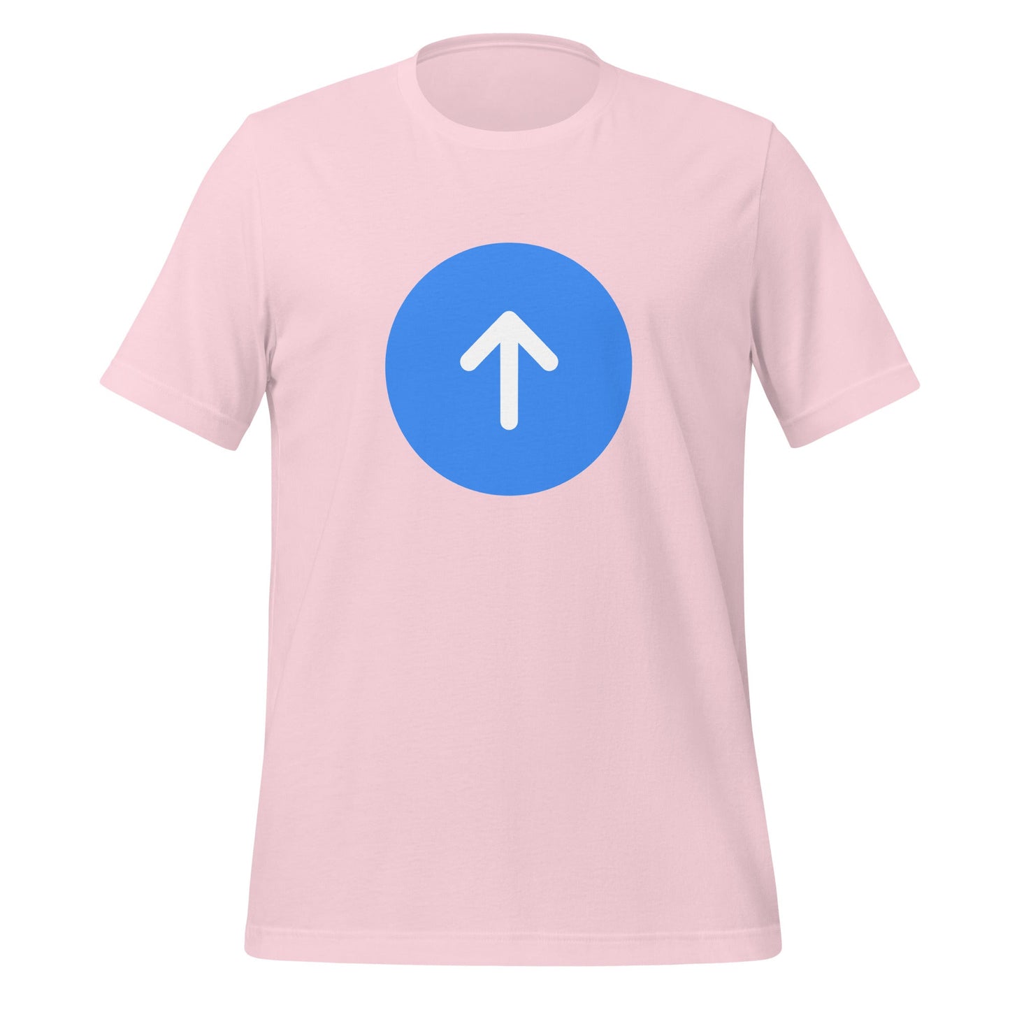 Product mockup photo of the ChatGPT Go Button T Shirt (unisex) Soft Pink / M.
