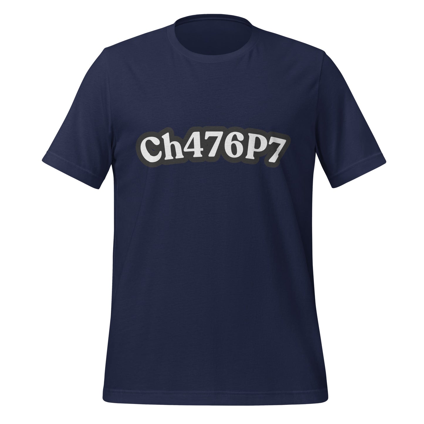Product mockup photo of the ChatGPT Leet T Shirt (unisex) Navy / M.