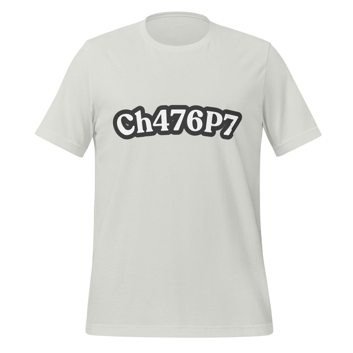 Product mockup photo of the ChatGPT Leet T Shirt (unisex) Silver / M.