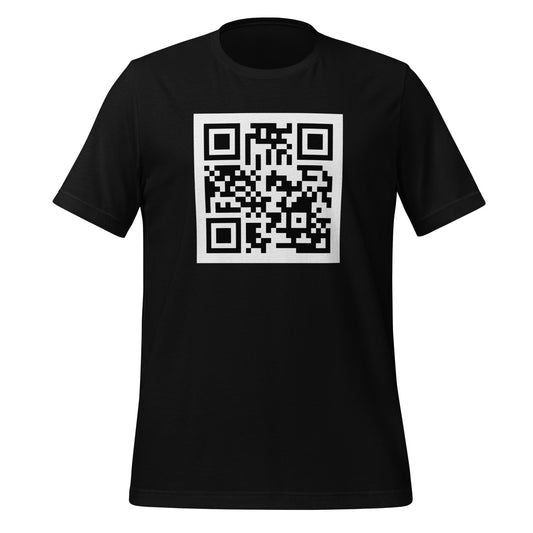 Product mockup photo of the ChatGPT QR Code T Shirt (unisex) Black / M.