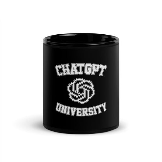 Image of the ChatGPT University Black Glossy Mug 11 oz.