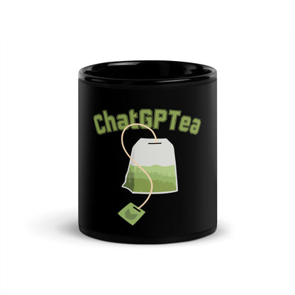 Image of the ChatGPTea Black Glossy Mug 11 oz.
