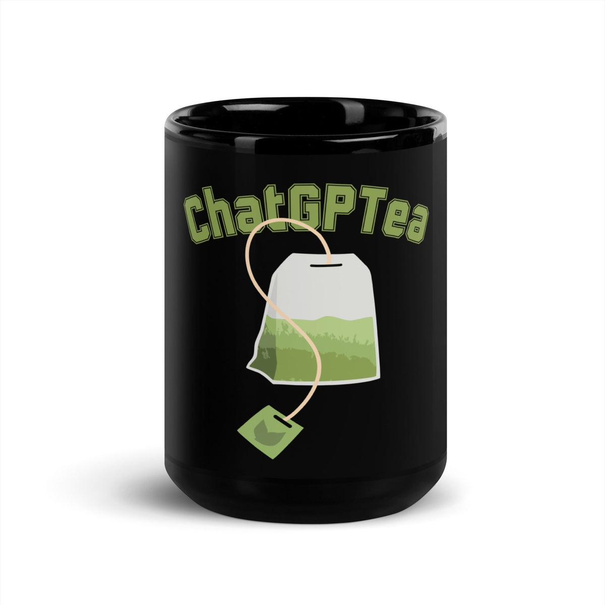 Image of the ChatGPTea Black Glossy Mug 15 oz.