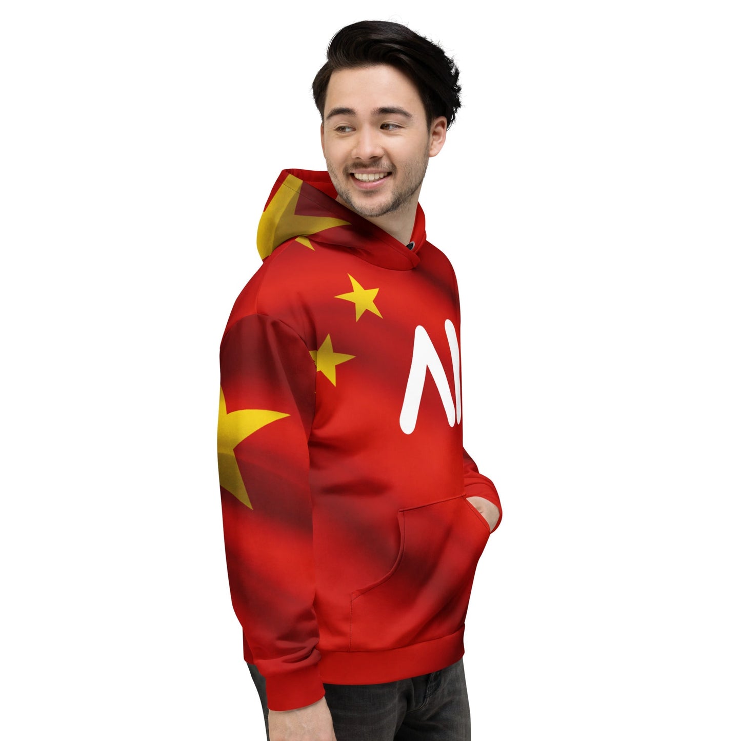Product mockup photo of the China AI Logo Hoodie (unisex).