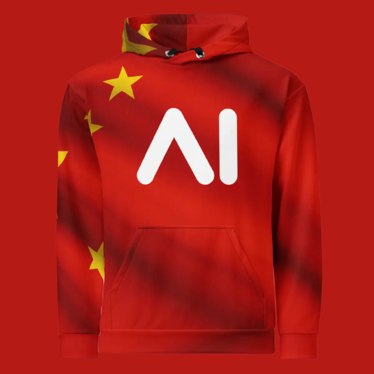 Product mockup photo of the China AI Logo Hoodie (unisex).