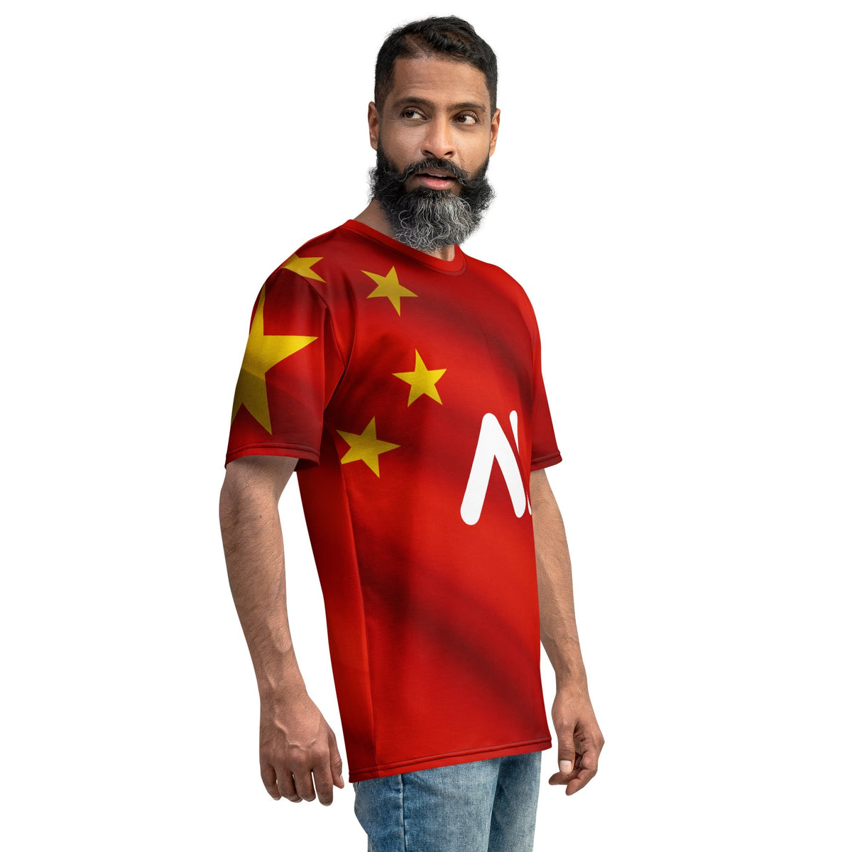 Product mockup photo of the China AI Logo T Shirt (men).