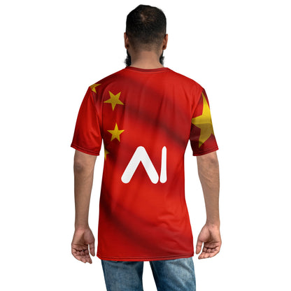Product mockup photo of the China AI Logo T Shirt (men).