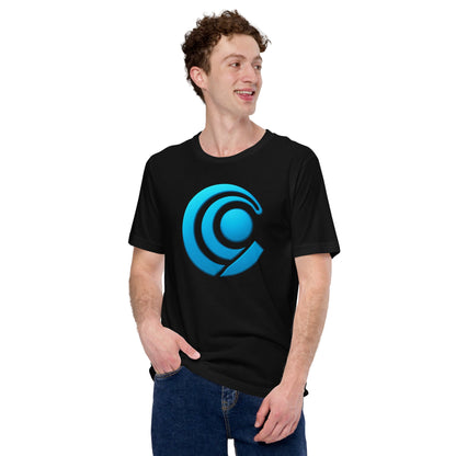 Product mockup photo of the Chromified Comet T Shirt (unisex).