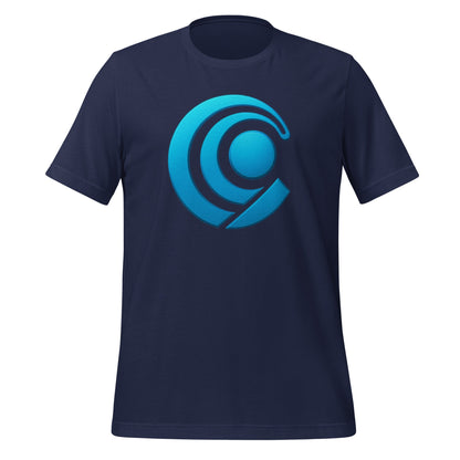 Product mockup photo of the Chromified Comet T Shirt (unisex) Navy / M.