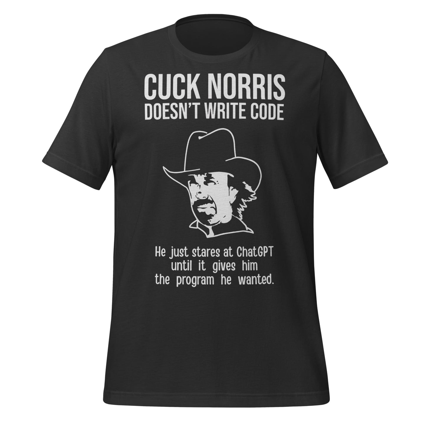 Image of the Chuck Norris Doesn’t Code T-Shirt (unisex) Dark Grey / M.