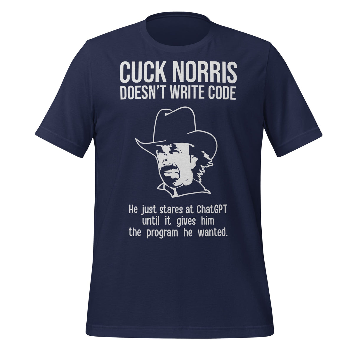 Image of the Chuck Norris Doesn’t Code T-Shirt (unisex) Navy / M.