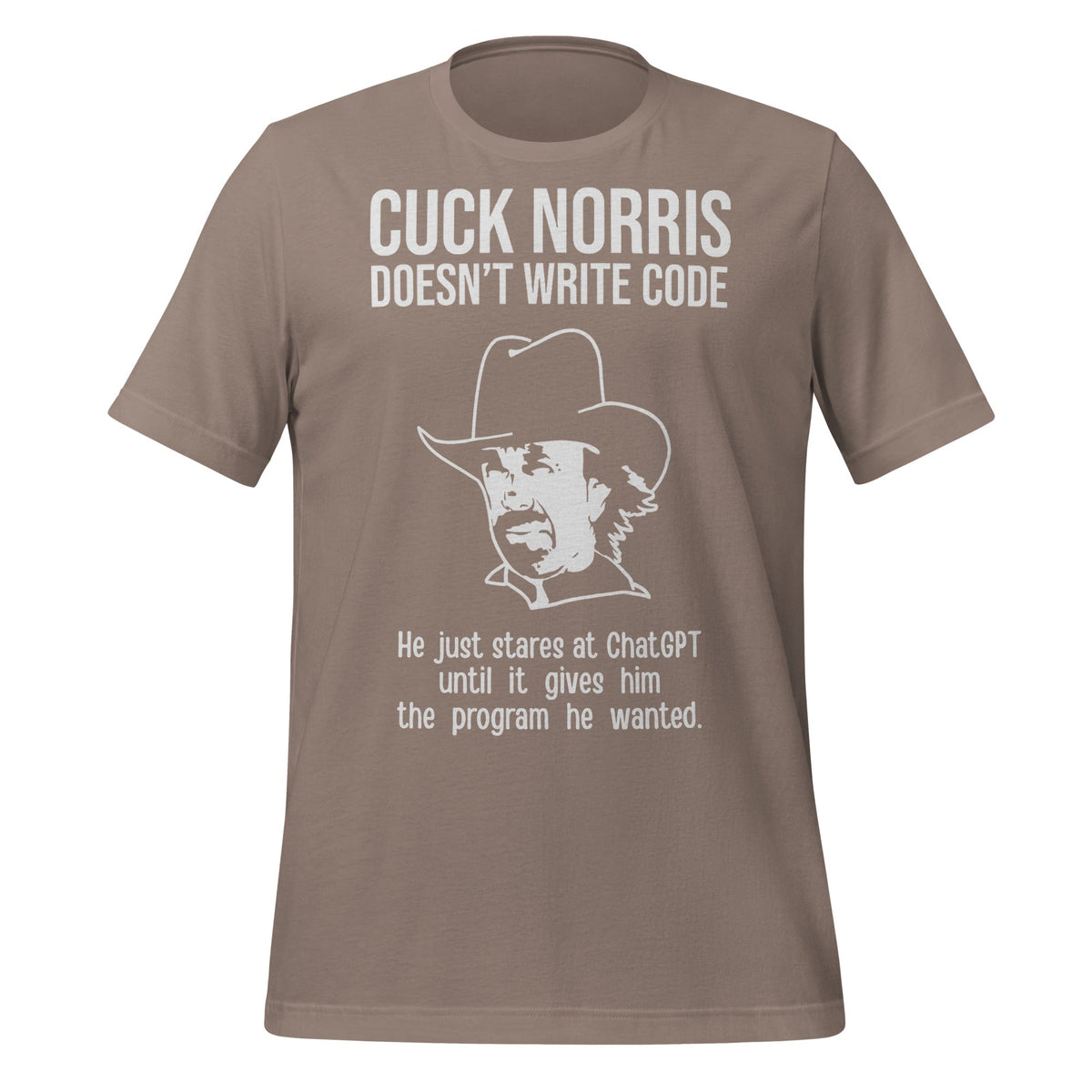 Image of the Chuck Norris Doesn’t Code T-Shirt (unisex) Pebble / M.