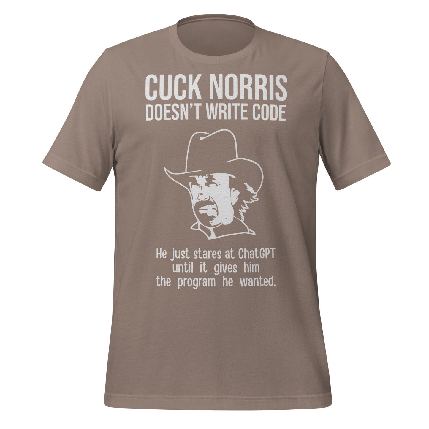 Image of the Chuck Norris Doesn’t Code T-Shirt (unisex) Pebble / M.