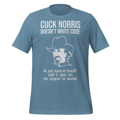 Image of the Chuck Norris Doesn’t Code T-Shirt (unisex) Steel Blue / M.