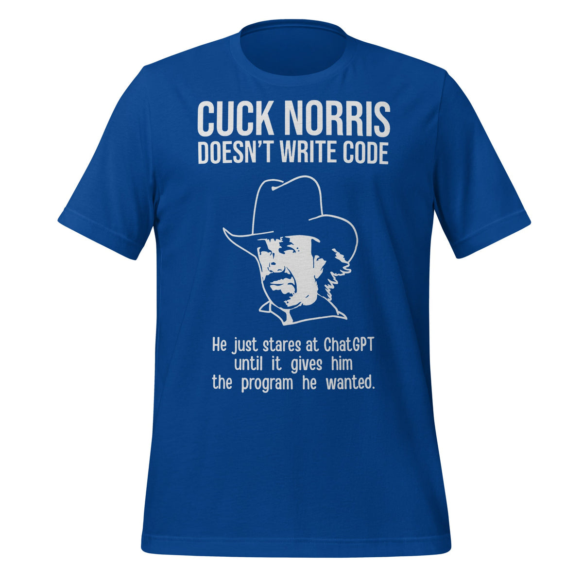 Image of the Chuck Norris Doesn’t Code T-Shirt (unisex) True Royal / M.