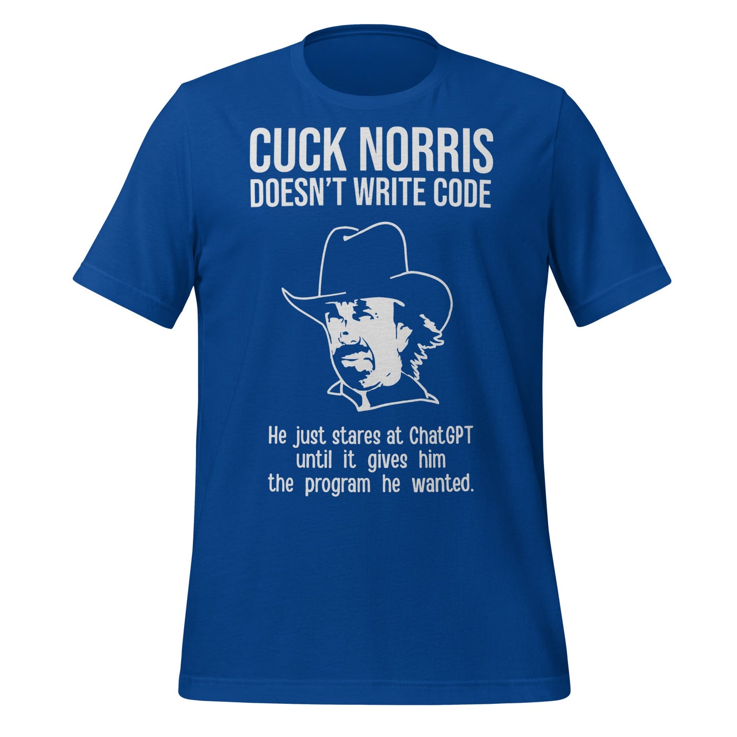 Image of the Chuck Norris Doesn’t Code T-Shirt (unisex) True Royal / M.