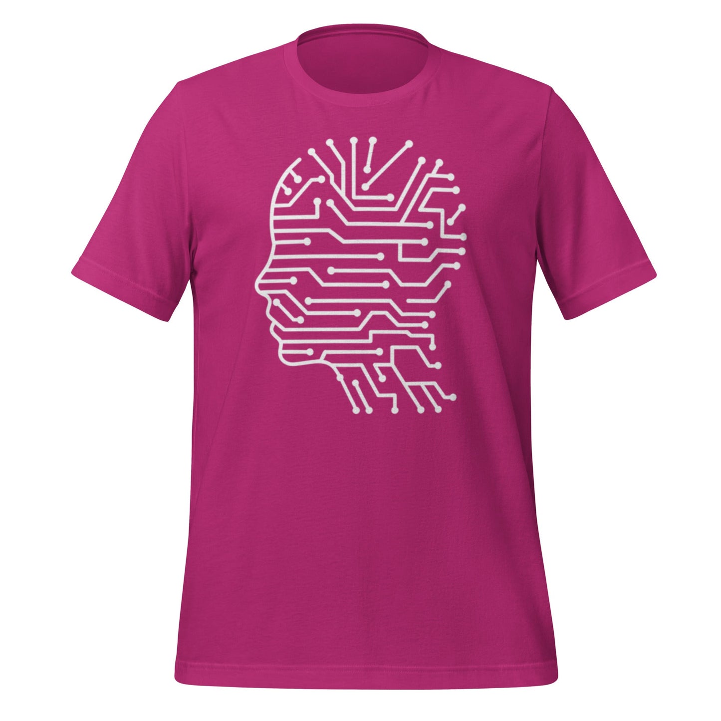 Product mockup photo of the Circuit Silhouette T Shirt (unisex) Berry / M.