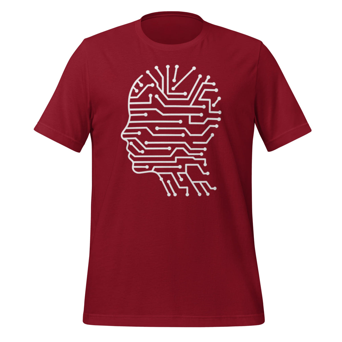 Product mockup photo of the Circuit Silhouette T Shirt (unisex) Cardinal / M.