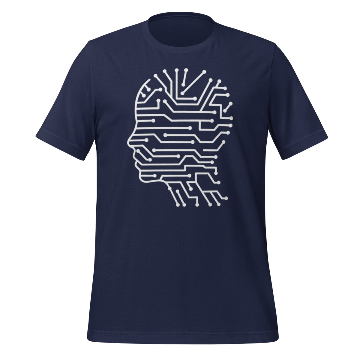 Product mockup photo of the Circuit Silhouette T Shirt (unisex) Navy / M.