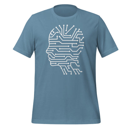 Product mockup photo of the Circuit Silhouette T Shirt (unisex) Steel Blue / M.