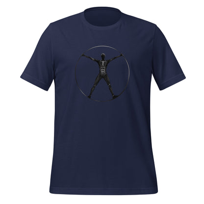 Product mockup photo of the Clone Robotics Vitruvian Man T Shirt (unisex) Navy / M.