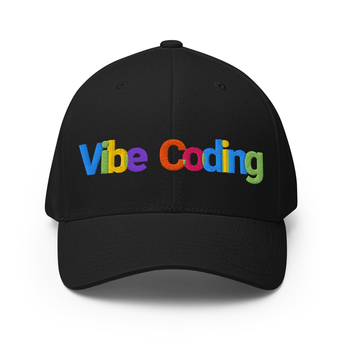 Image of the Colorful Vibe Coding Closed-Back Baseball Cap Black / L/XL.