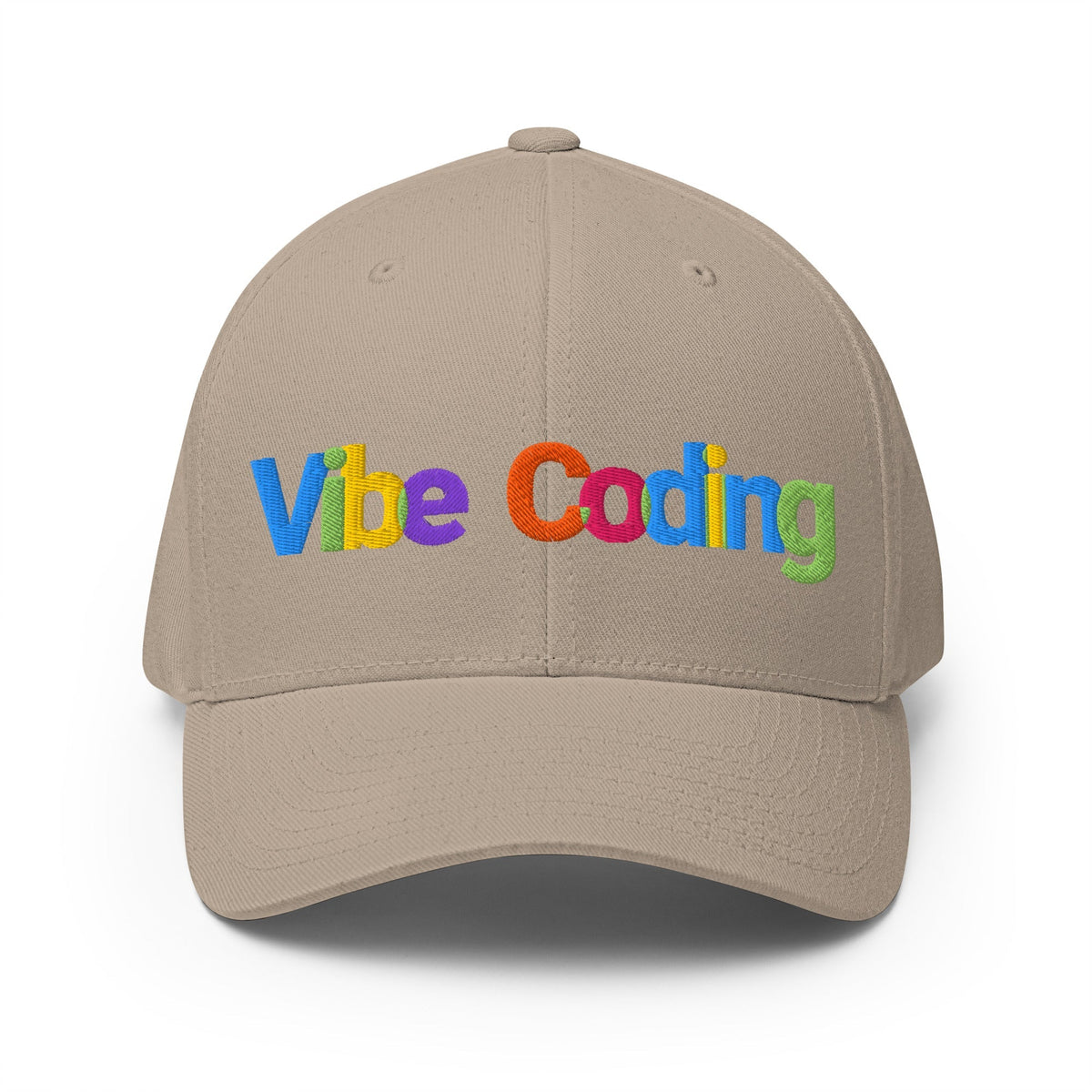 Image of the Colorful Vibe Coding Closed-Back Baseball Cap Khaki / L/XL.