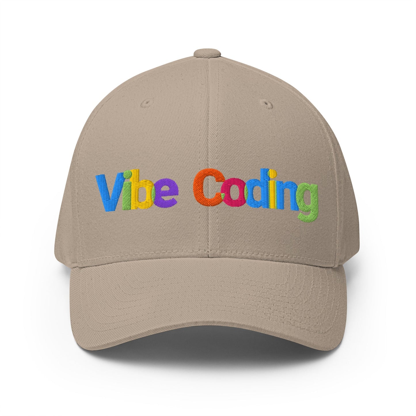 Image of the Colorful Vibe Coding Closed-Back Baseball Cap Khaki / L/XL.
