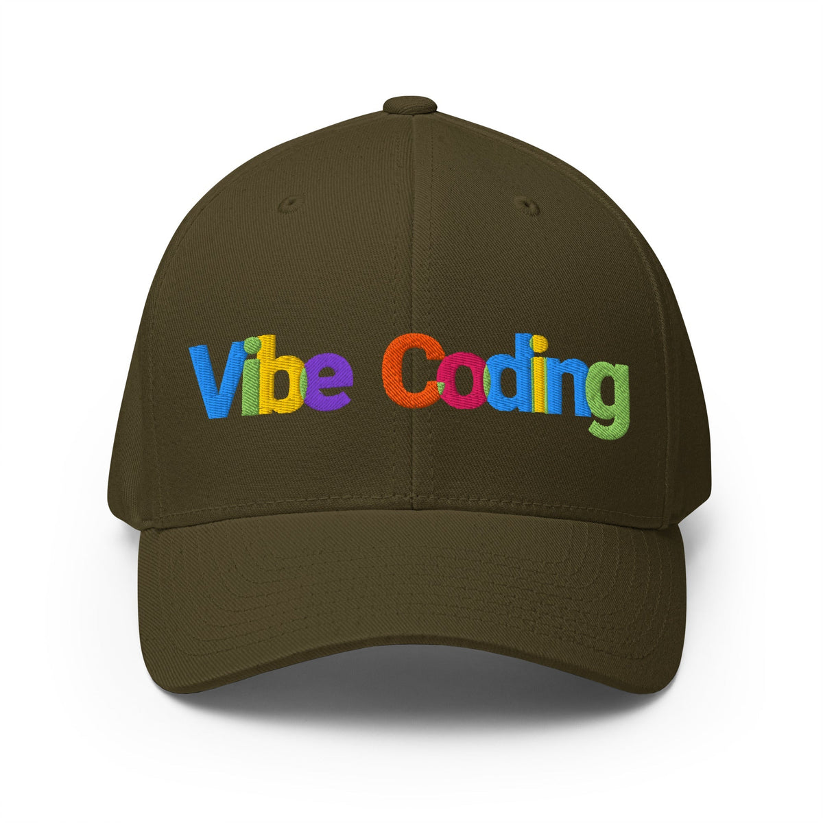 Image of the Colorful Vibe Coding Closed-Back Baseball Cap Olive / L/XL.