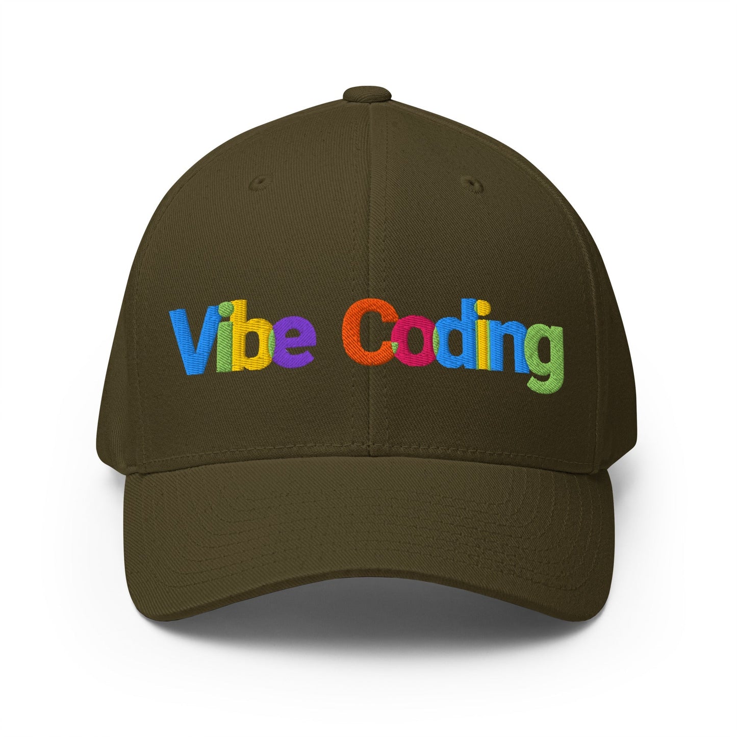 Image of the Colorful Vibe Coding Closed-Back Baseball Cap Olive / L/XL.