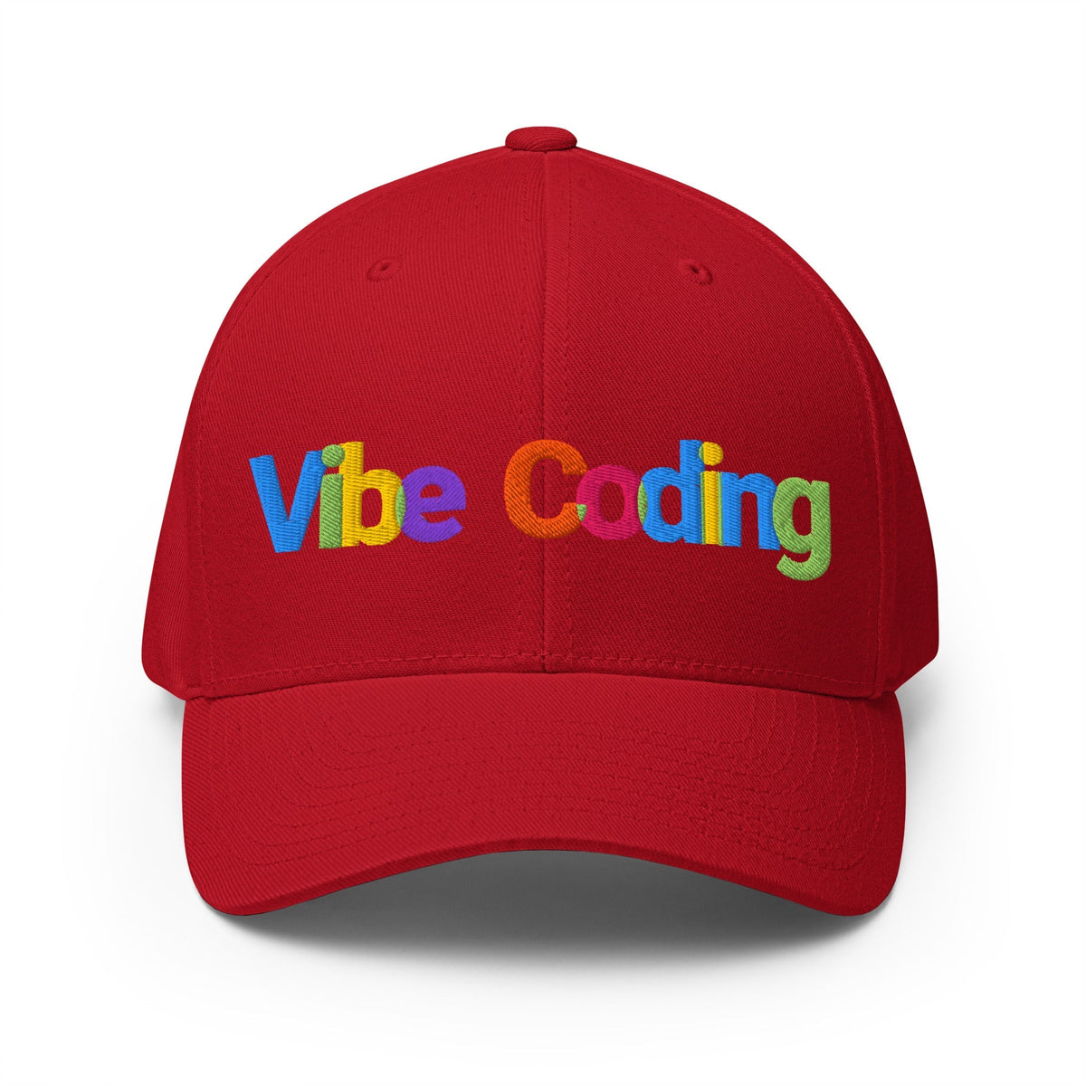 Image of the Colorful Vibe Coding Closed-Back Baseball Cap Red / L/XL.