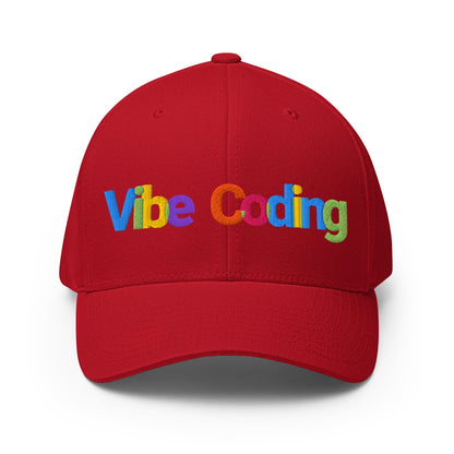 Image of the Colorful Vibe Coding Closed-Back Baseball Cap Red / L/XL.