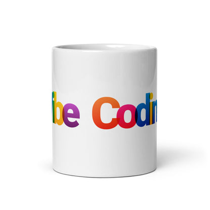 Image of the Colorful Vibe Coding White Glossy Mug 11 oz.