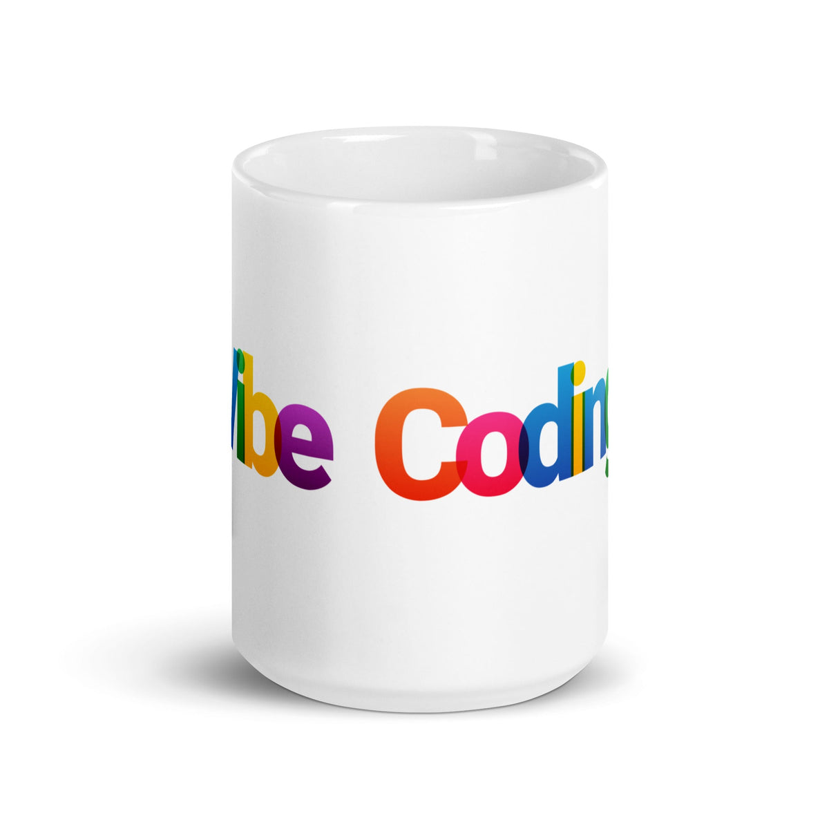 Image of the Colorful Vibe Coding White Glossy Mug 15 oz.