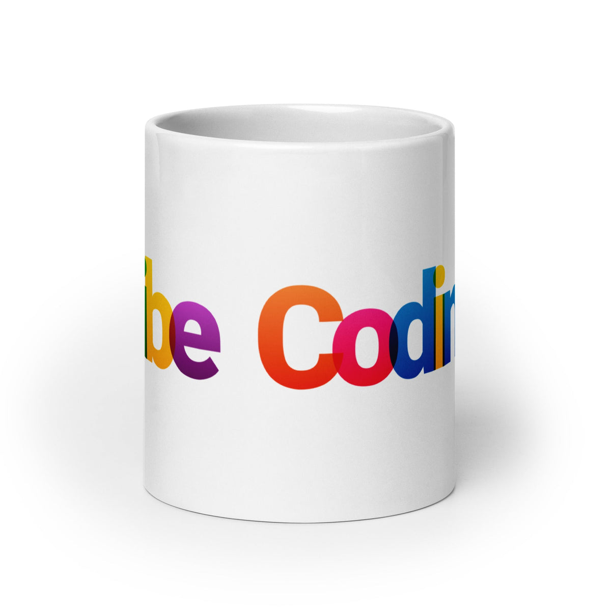 Image of the Colorful Vibe Coding White Glossy Mug 20 oz.