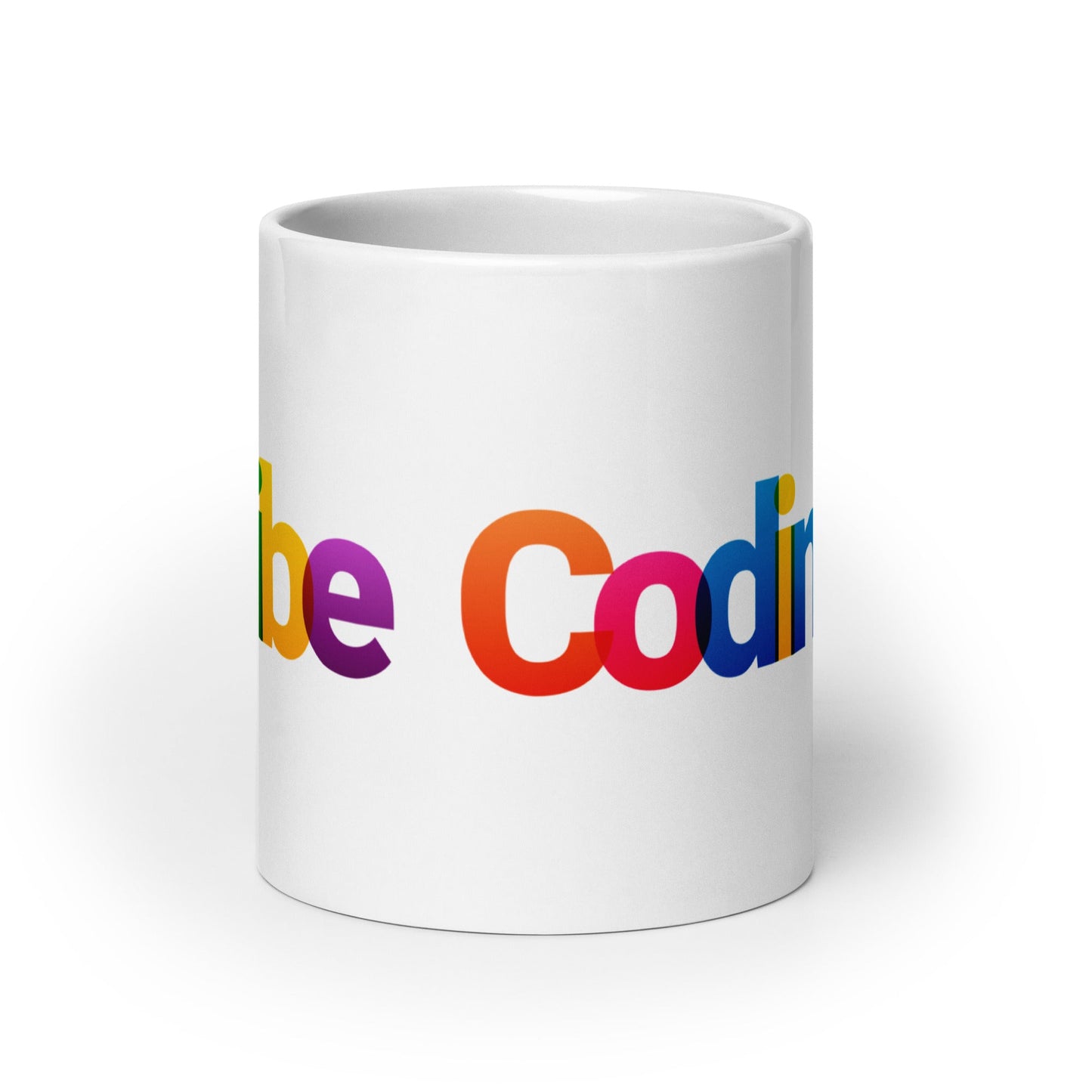 Image of the Colorful Vibe Coding White Glossy Mug 20 oz.