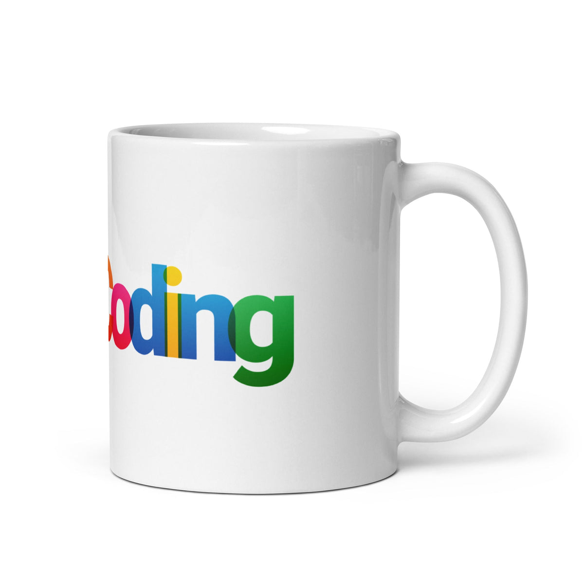 Image of the Colorful Vibe Coding White Glossy Mug.