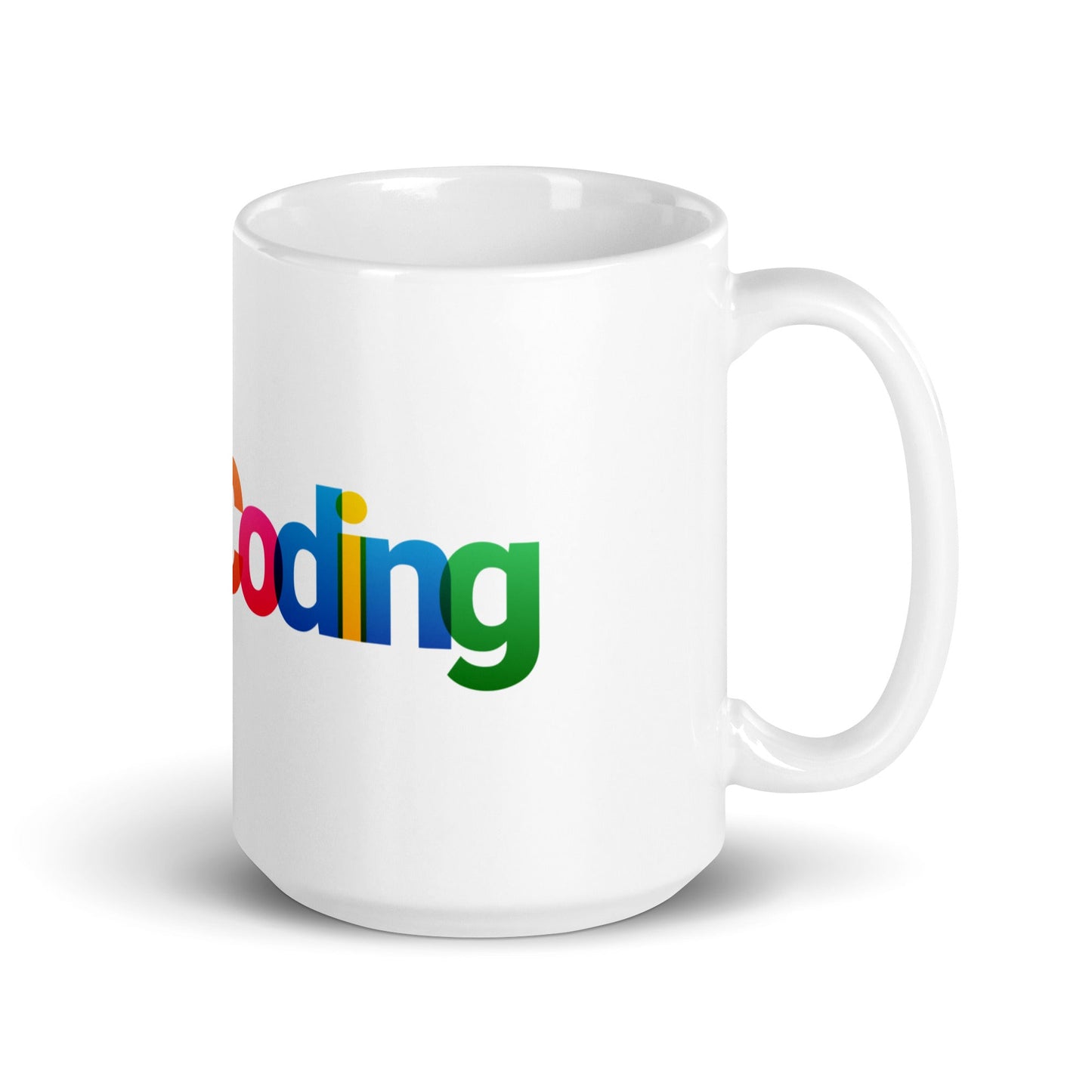Image of the Colorful Vibe Coding White Glossy Mug.