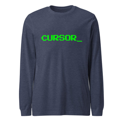 Image of the Cursor Underscore Long Sleeve T-Shirt (unisex) Heather Navy / M.