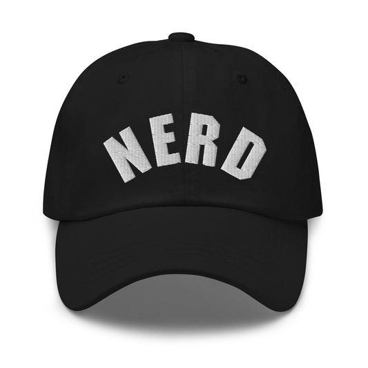 Image of the Curved Nerd Sign Cap Black.