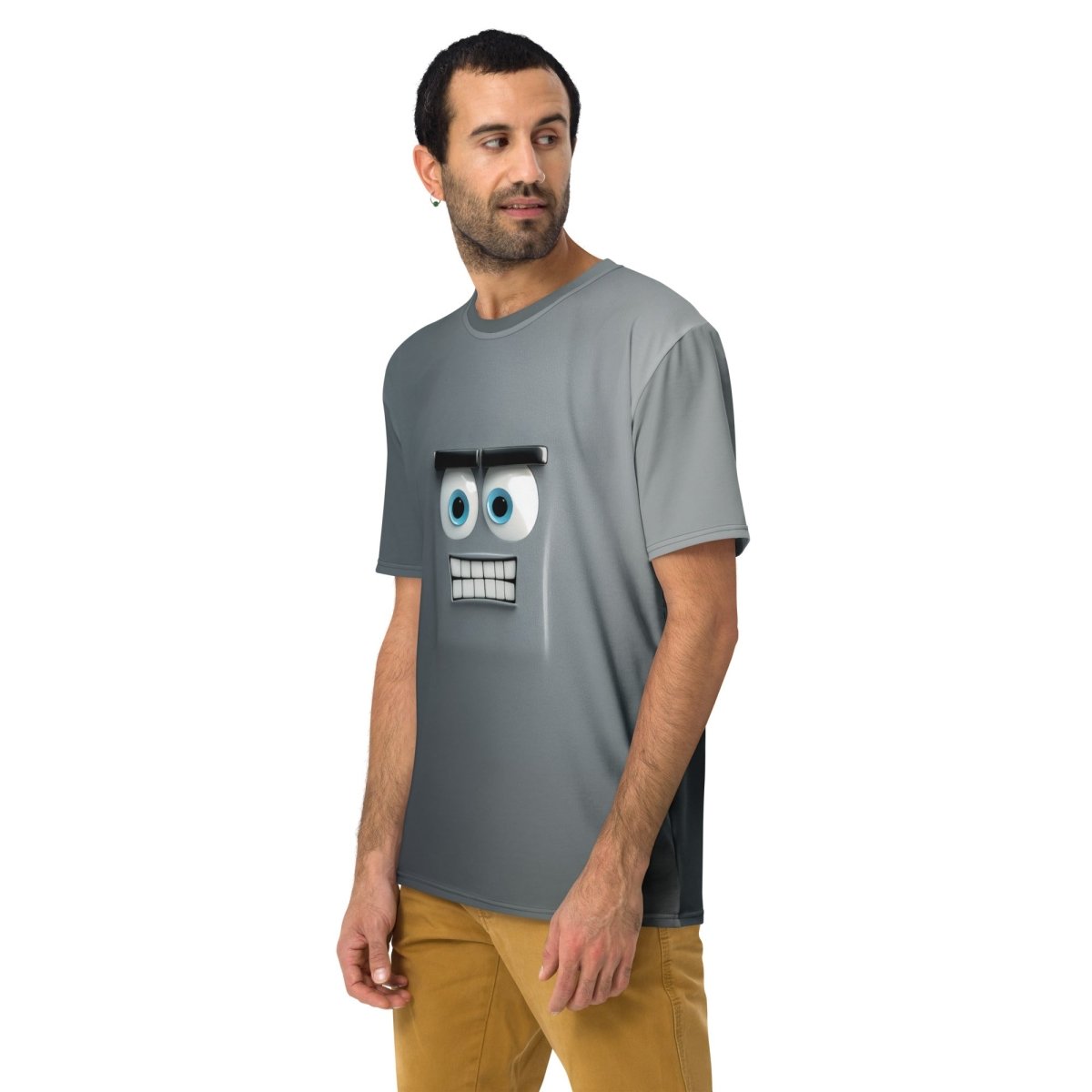 Product mockup photo of the Cute Robot Face T Shirt 1 (men).