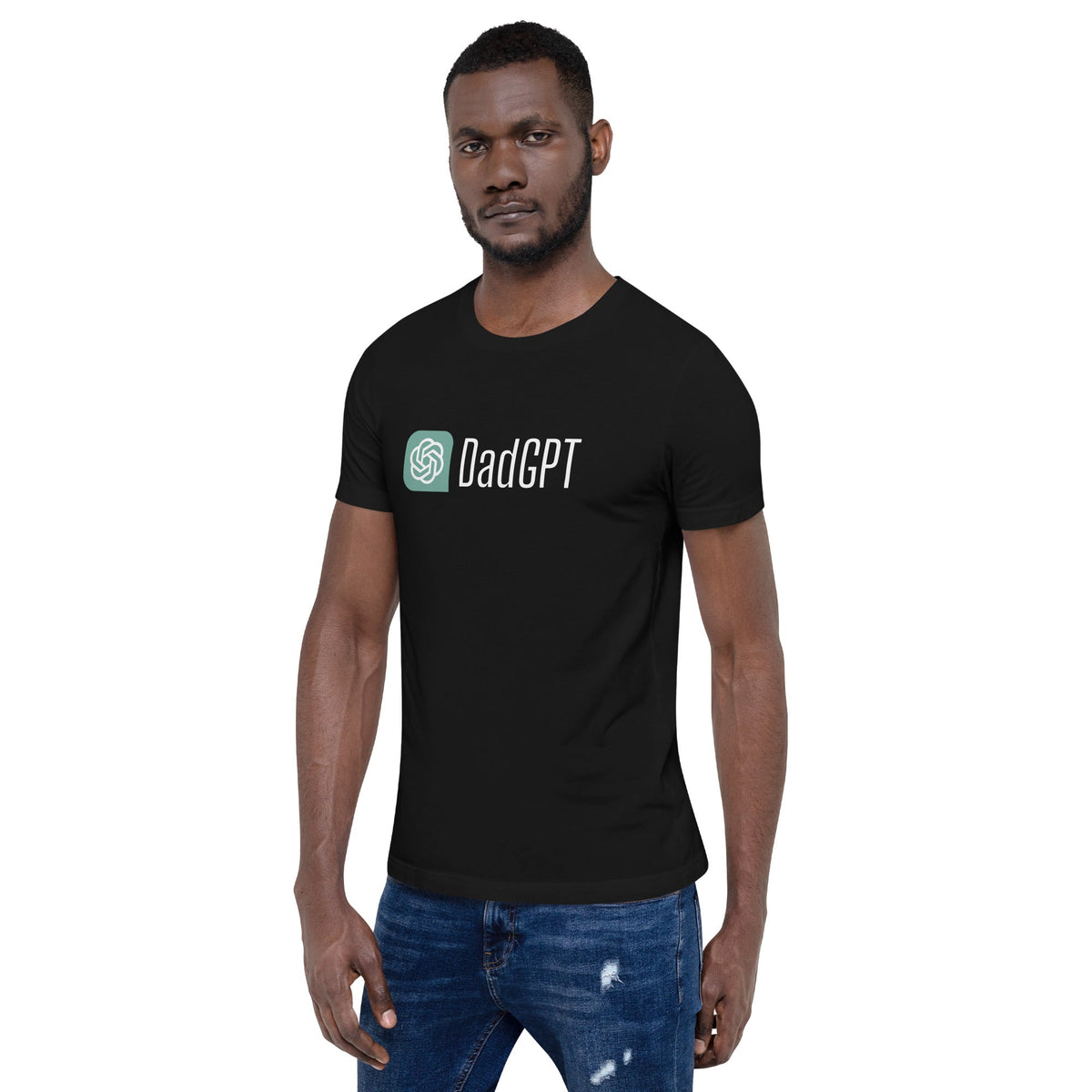 Product mockup photo of the DadGPT T Shirt 3 (unisex).