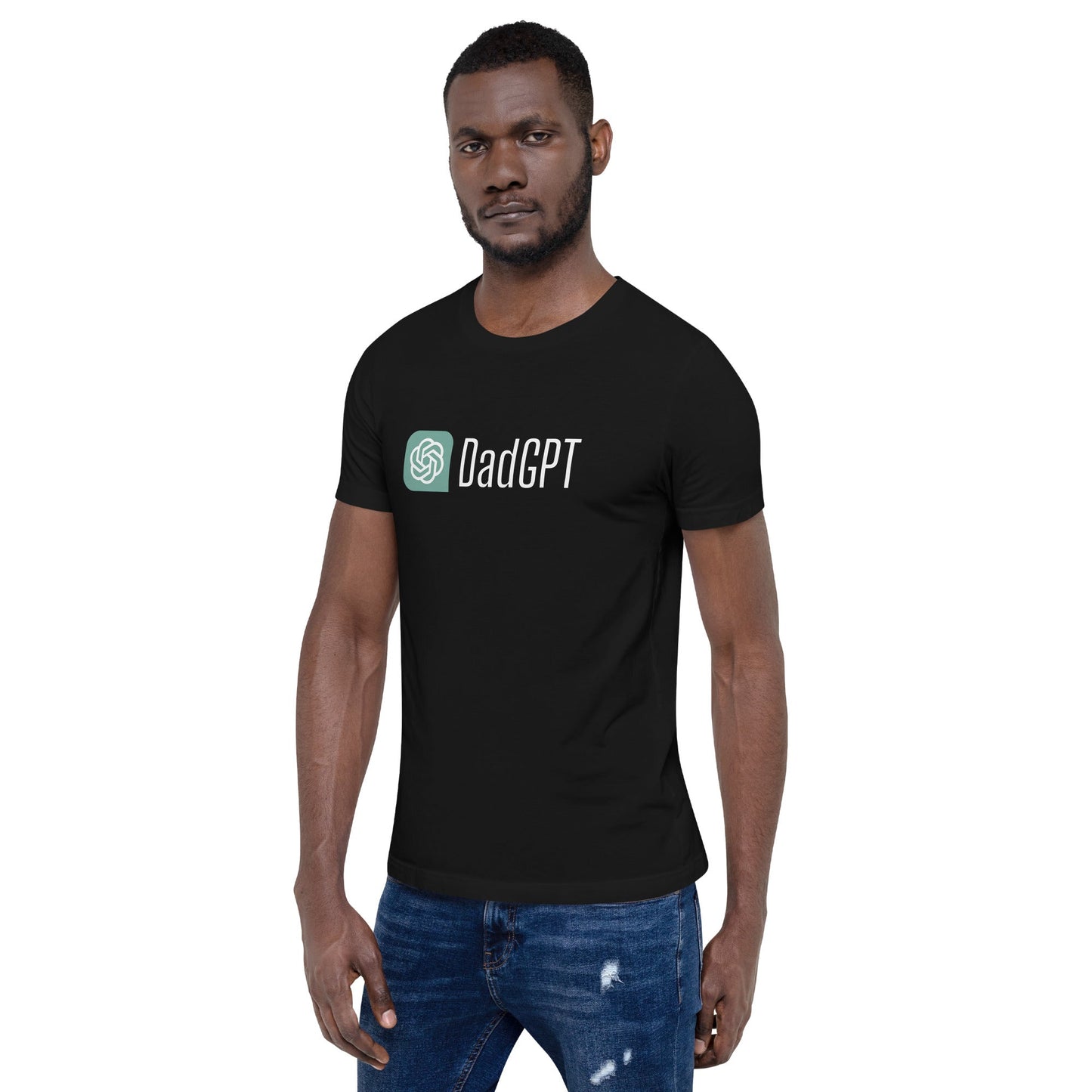 Product mockup photo of the DadGPT T Shirt 3 (unisex).