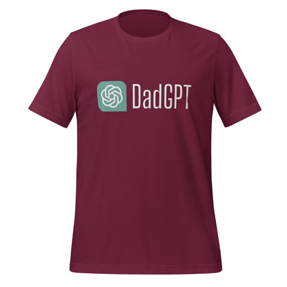 Product mockup photo of the DadGPT T Shirt 3 (unisex) Maroon / M.