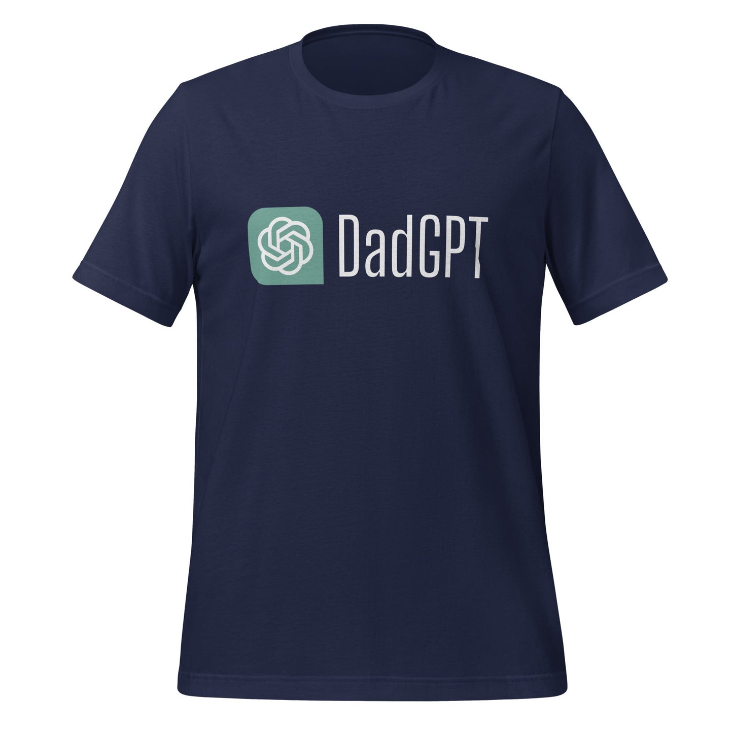 Product mockup photo of the DadGPT T Shirt 3 (unisex) Navy / M.