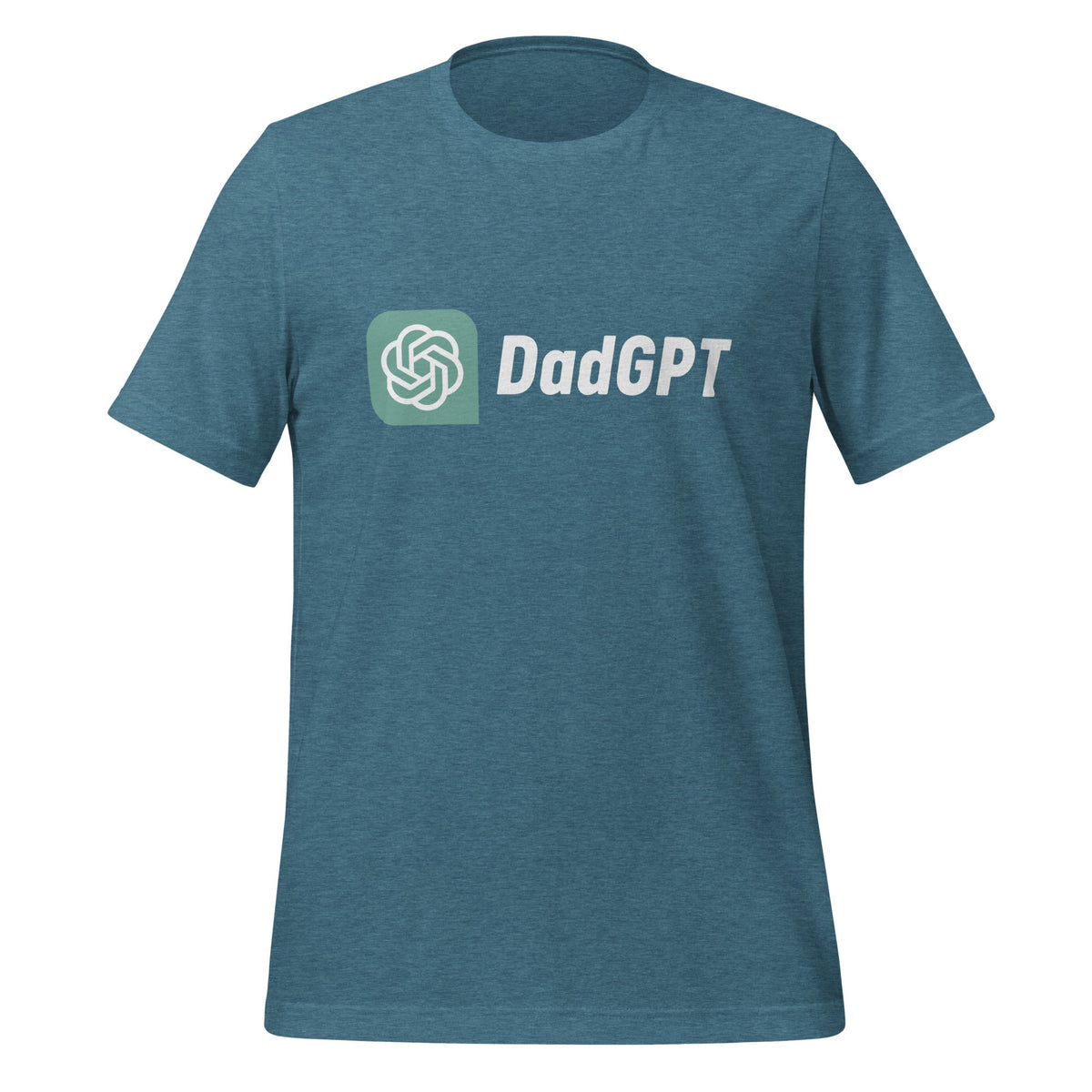 Product mockup photo of the DadGPT T Shirt 5 (unisex) Heather Deep Teal / M.