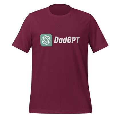Product mockup photo of the DadGPT T Shirt 5 (unisex) Maroon / M.